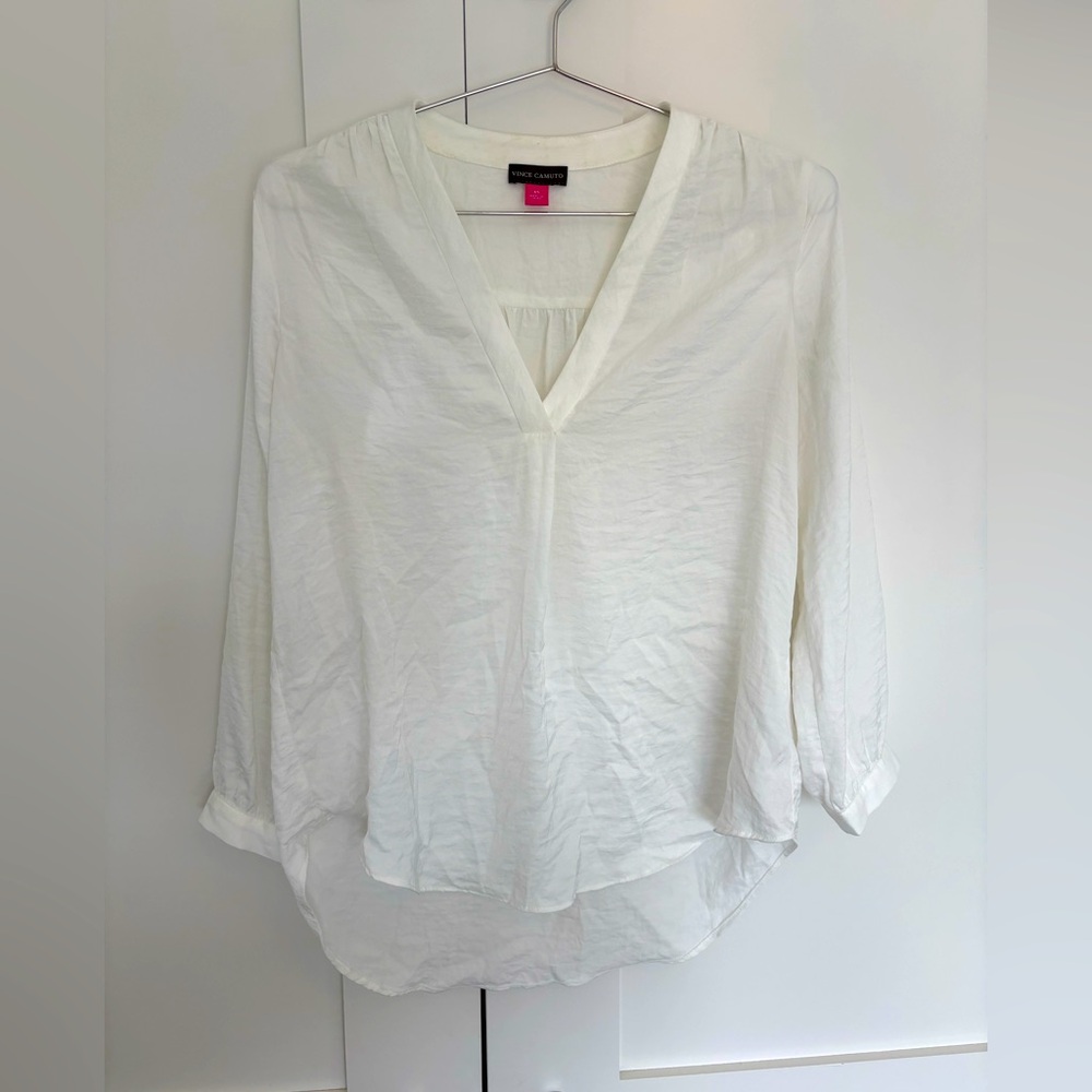 White V-Neck Blouse Vince Camuto blouse